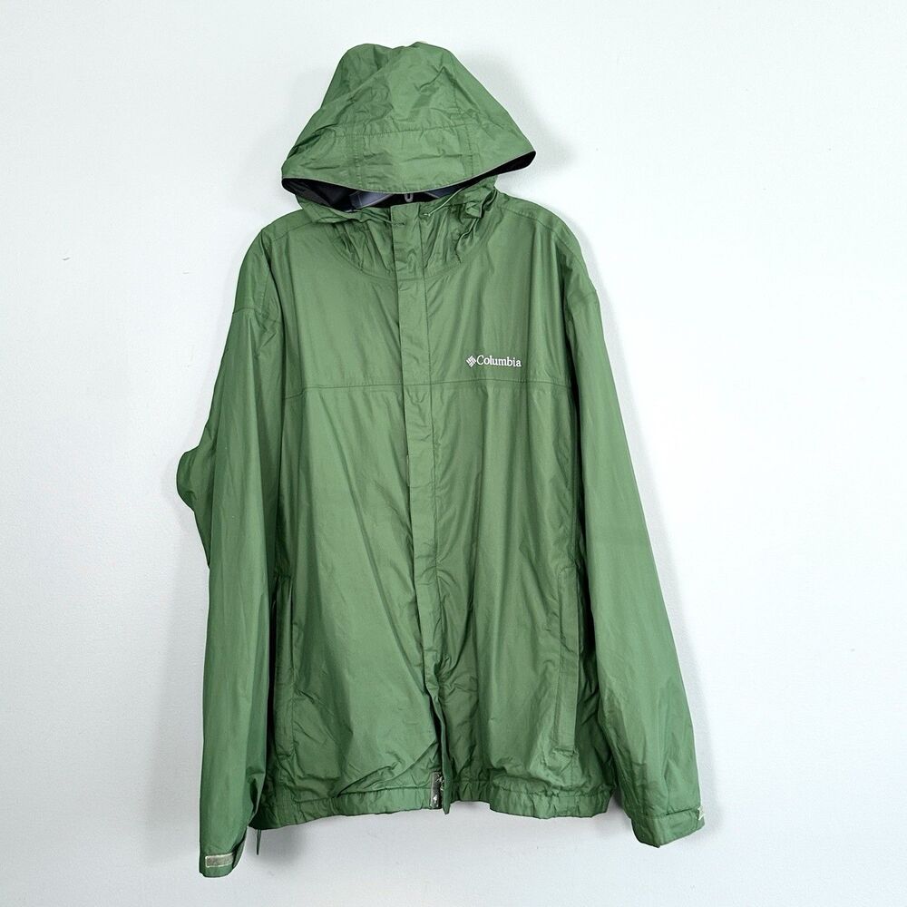 Columbia Omni Tech Jacket Womens XL Green Hooded Waterproof Outdoor Gorpcore